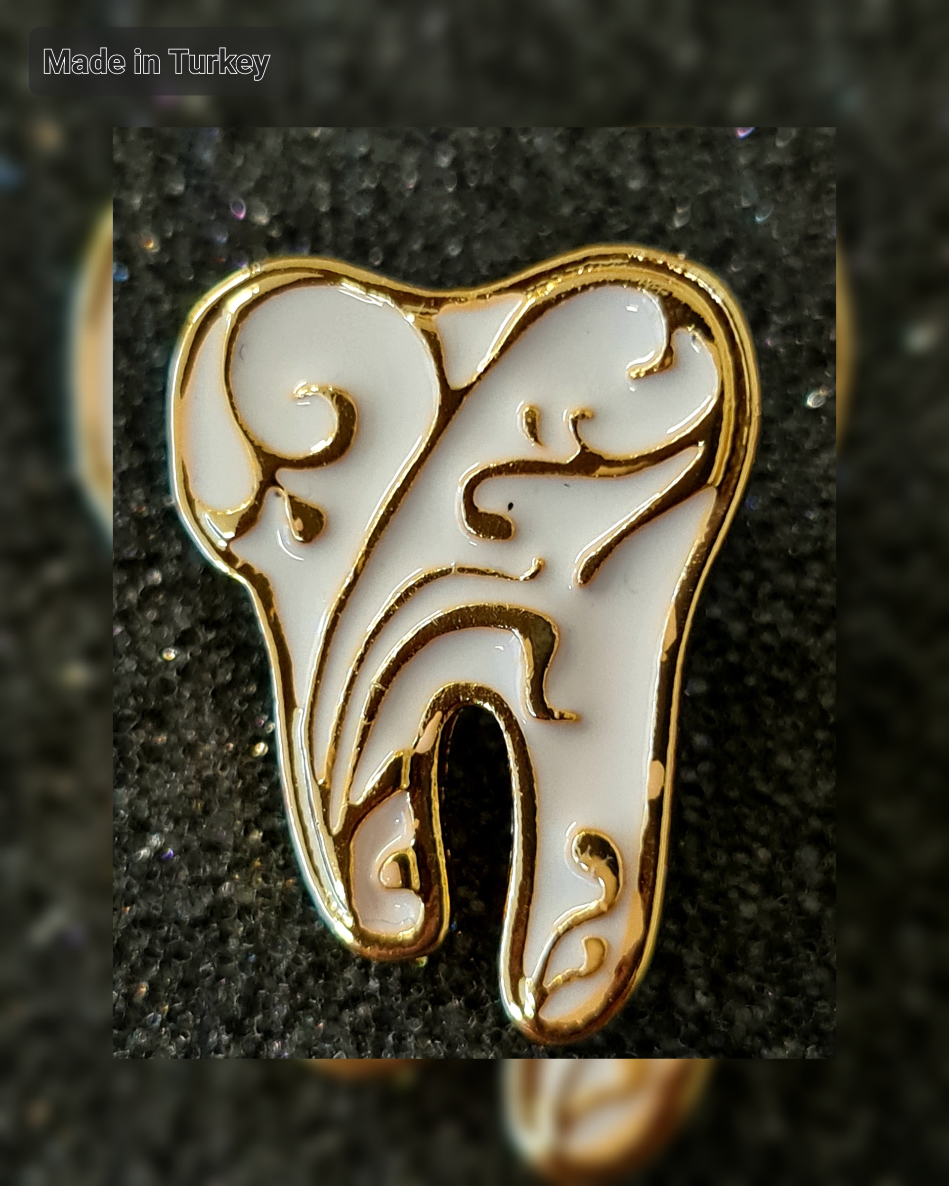 Kabartma Desenli Di Rozet Gold