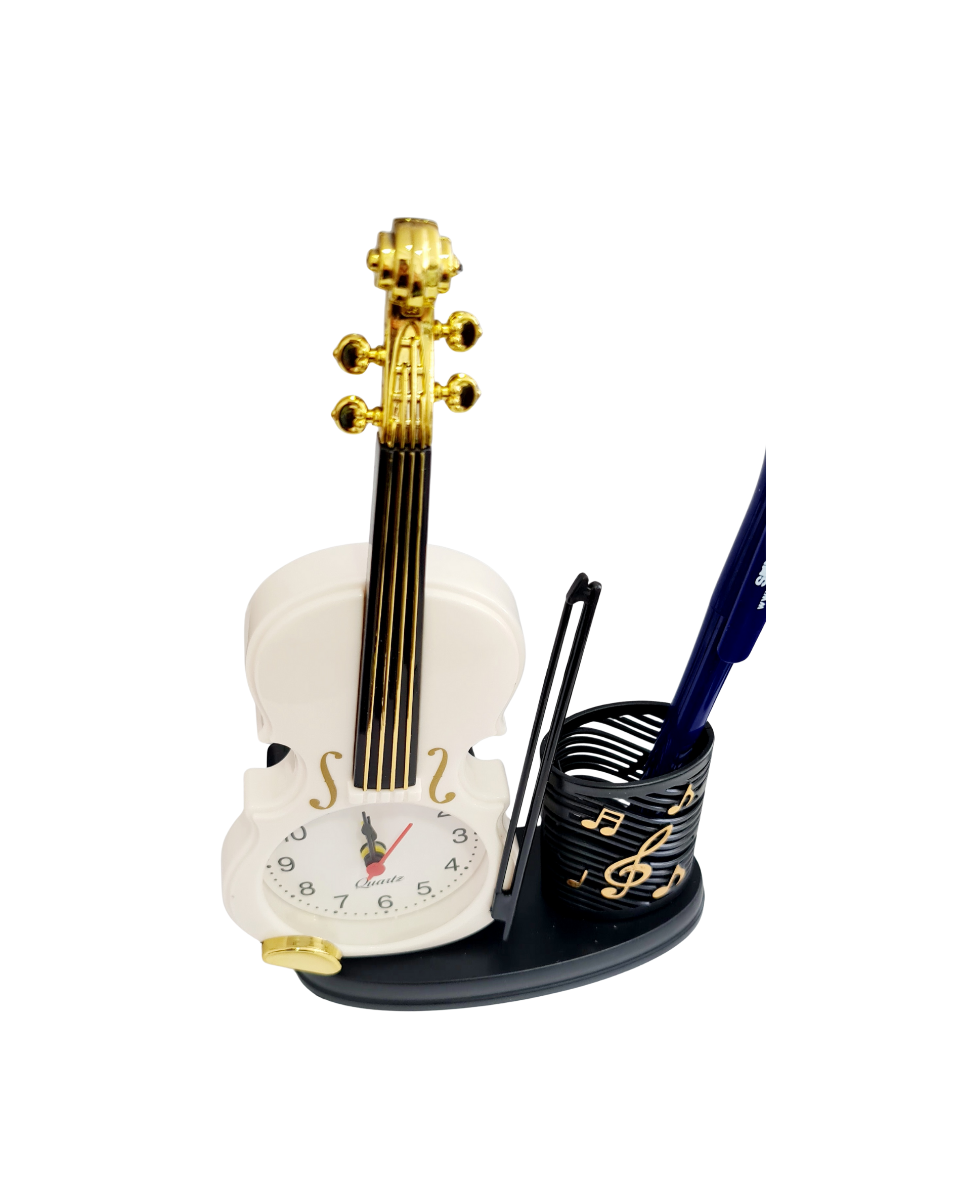 Gitar eklinde alar Saat ve Kalemlik Beyaz